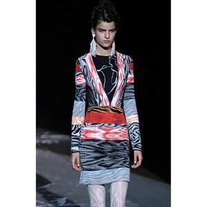 $1785 NWT Italian Missoni Wool Knit Sweater Dress Black Red Size US XL 14 IT 50